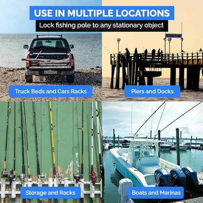 DocksLocks Fishing Rod & Reel Lock, Fishing Pole Lock for Storage, Gear, Equipment, Accessories, Rod Holder, Truck Bed, Car Rack, Piers, Boats and Marinas - size: Large (Rod diameter 23mm to 28mm)
