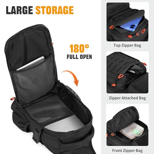 HUNTVP Fishing Sling Bag Lightweight Tackle Bag Small Fishing Backpack Tactical Shoulder Sling Bags with Rod Holder, Storage Gear and Equipment, Gifts for Men (Black) - color: Black