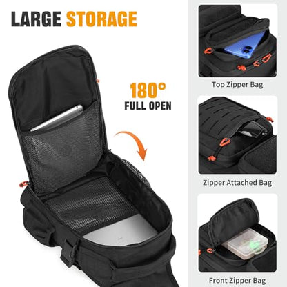 HUNTVP Fishing Sling Bag Lightweight Tackle Bag Small Fishing Backpack Tactical Shoulder Sling Bags with Rod Holder, Storage Gear and Equipment, Gifts for Men (Black) - color: Black