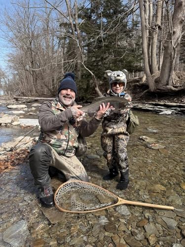 Wooden Trout Net with Clear Rubber Basket, 40 Inch Landing Net for Fly Fishing, Fish Safe Rubber Mesh Netting, Long Handle for Stream River Pond, Fly Fishing Gear by Creative Angler