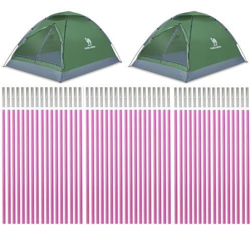 DIY Tent Pole, Replacement Tent Pole, Greenhouse Hoops,Telescopic Rod,Long Approximately 52ft, Diameter - 6.5mm,36 Pack, for Hiking Camping Backpacking Tent - color: 17 inches- 36 packs (Pink)