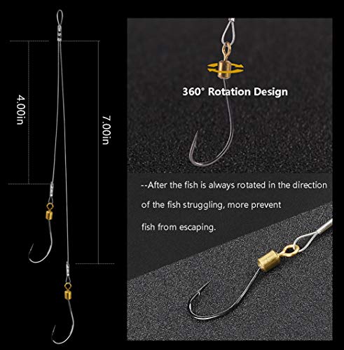 Dyxssm Fishing Hook and Leader, Fishing Rig Hooks with Wire Line Leader - size: 10#