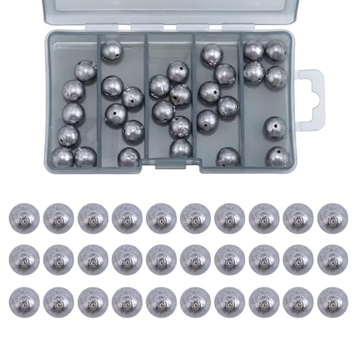 Goture Fishing Weight Round Ball Sinkers with Storage Box, 3 Size Drop Shot Weights Kit, Egg Lead Sinkers for Bass Freshwater Saltwater, Accurate Casting and Versatile Angling