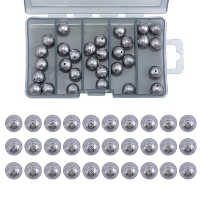 Goture Fishing Weight Round Ball Sinkers with Storage Box, 3 Size Drop Shot Weights Kit, Egg Lead Sinkers for Bass Freshwater Saltwater, Accurate Casting and Versatile Angling