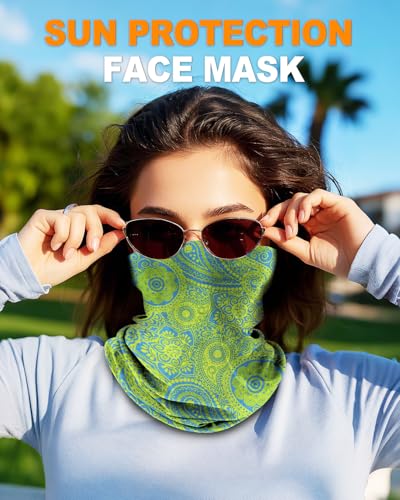 4Pack Neck Gaiter for Men Women Face Cover Mask Head Wrap Balaclava Headwear Bandana Headband Magic Scarf - color: A-bohemian-3