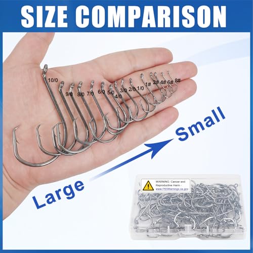 Circle Hooks Saltwater Catfish Fishing Hooks,50/100pcs Octopus Offset Sport Circle Fish Hooks for Catfish Rigs Bass Fishing Saltwater Freshwater Hook Size:8#-10/0 - size: 100pcs_4#