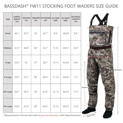 BASSDASH Breathable Ultra Lightweight Chest Stocking Foot Fishing Hunting Waders for Men - color: Grunge Camo, size: Small