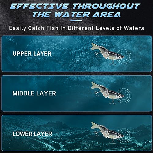 GOTOUR Jointed Swimbaits, Easy Catch Fishing Lures for Bass Trout Crappie | Wiggling Vibrating Rattling Gurgling for More Bites, Heavy-Duty Dyneema Fiber, Slow Sinking, Fresh & Saltwater Fishing Baits - color: B2-3.2"-0.4oz
