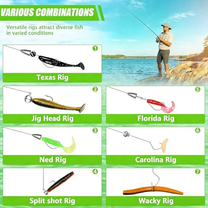 Fishing Lures, 110Pcs Tackle Box with Tackle Included, Crankbaits, Spoon, Frogs, Minnows, Worm Bait, Hooks, Weights & Other Accessories, Freshwater Lure Kit for Bass Walleye Trout