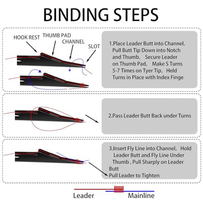 Gisafai 6 Pcs Fishing Line Knot Tyer Tying Tool Quick Tie Nail Knot Tying Tool Fly Fishing Angler Accessories Fly Equipment for Hooks Lures Lines Men - color: Black