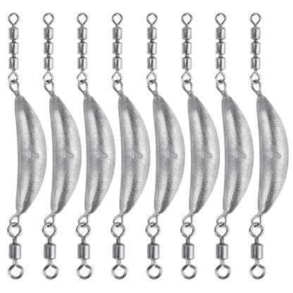 THKFISH Fishing Spin Sinker，Crescent Sinker with 3 Roller Swivels Fishing Sinker Drop Shot Weights Fishing Weights Kit Inline Trolling Sinkers,Torpedo Sinkers Saltwater Freshwater,1/2-6OZ, sliver - size: 4OZ