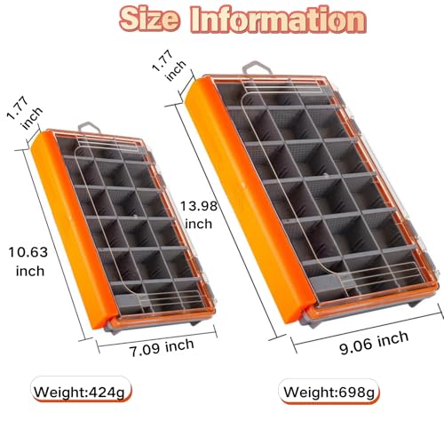 Waterproof Fishing Tackle Box,Lure Box and Terminal Tackle Storage,3600 and 3700 Tackle Trays, Tackle Organization with Removable Dividers (3600-Medium Size) - size: 3600-Medium Size