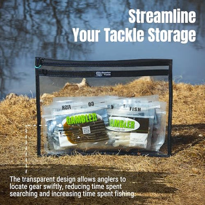 Reaction Tackle Clear Tackle Storage Bags, Water Resistant Zippered Paks for Bait, Lures, and Soft Plastics, Heavy Duty TPU with Reinforced Sides for Boats and Kayaks - 14 in x 9 in (2-Pack) - size: 14 in x 9 in (2-Pack)