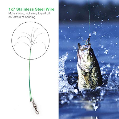 60PCS Fishing Wire Leader, Steel Fishing Leaders with Swivels and Snap, Nylon-Coated Fishing Leader for Connect Fishing Tackle Lures or Hooks, 7.5, 11.7, 12.9 Inch