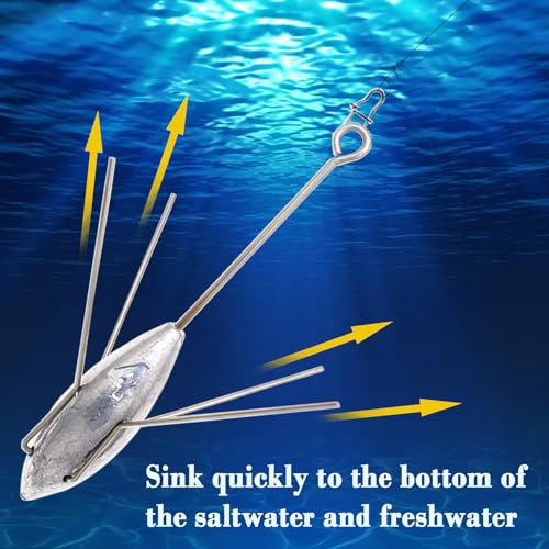 3 Pcs Sputnik Sinker Long Tail Fishing Weight Equipment, Saltwater Surf Casting Catfish Sinkers, Beach Sea Ocean Sand Fishing Spider Sinker(Silver) - color: Silver, size: 3oz-3pcs