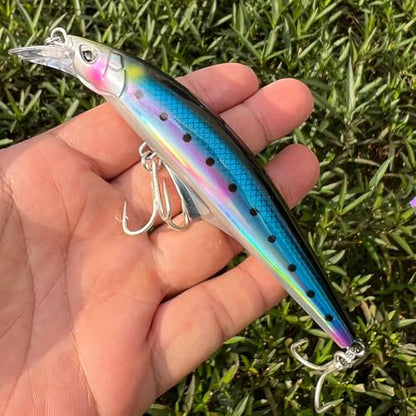 3pcs Sinking Bass Fishing Lures Saltwater Long Casting Laser Minnow Fishing Baits Hard Lure Fishing Kits Accessories (AH - color: AH1445C-5.5'' 1.6oz