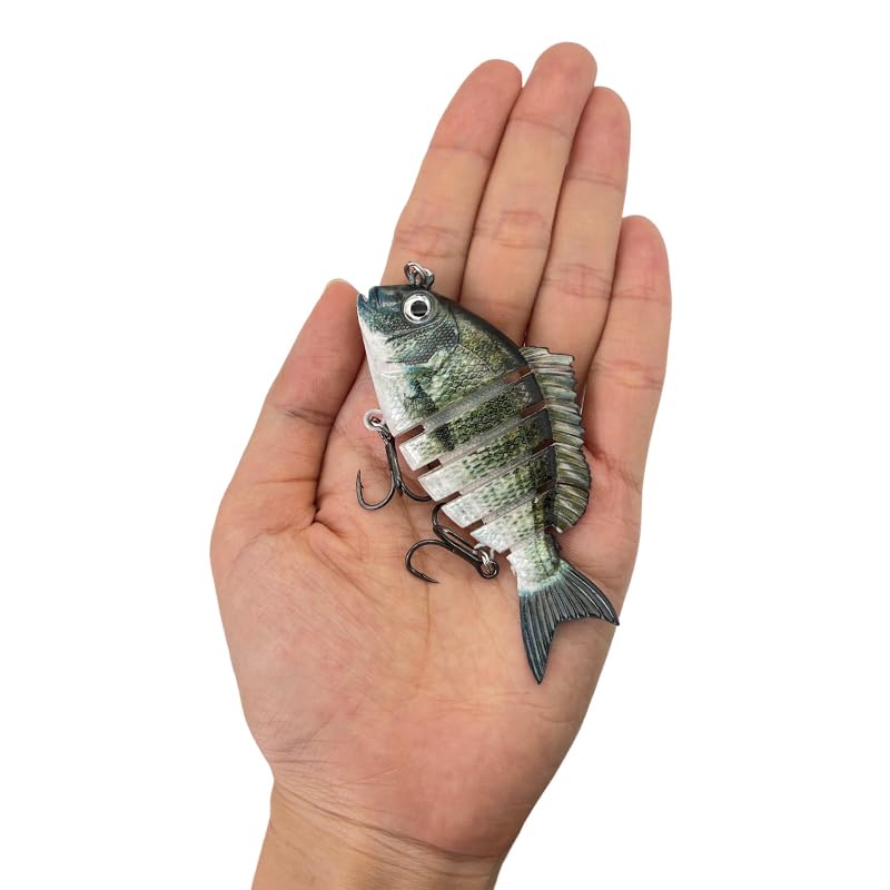 3pcs Multi-Jointed Panfish Bluegill Swimbait Hard Sinking Bass Fishing Lure with Sharp Treble Hooks, Lifelike Fishing Lures for Bass Trout Walleye Crappie, Amazing Swimbaits Gift - color: 01-3.15inches