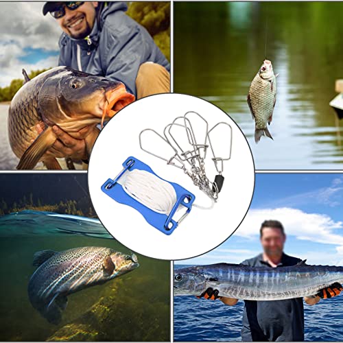 Live Fish Lock, Stainless Steel Buckle, 8m Wear Resistant Nylon Rope, Professional Gear Accessories for Big Catch, Quick Release Stringer for Kayak Fishing Gear - color: Blue