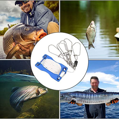 Live Fish Lock, Stainless Steel Buckle, 8m Wear Resistant Nylon Rope, Professional Gear Accessories for Big Catch, Quick Release Stringer for Kayak Fishing Gear - color: Blue