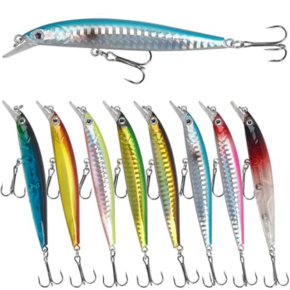 Jerkbait Minnow Fishing Lures Bass, Jerk Bait Bass Bait for Walleye Trout Pike Freshwater Surf Saltwater Fishing Lures - style: A-8pcs-3.8in/0.25oz