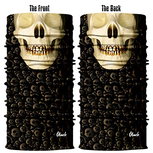 Obacle Neck Gaiter Face Mask Bandana for Dust Wind Sun Protection for Men Women - color: Skull Gold Teeth Mask