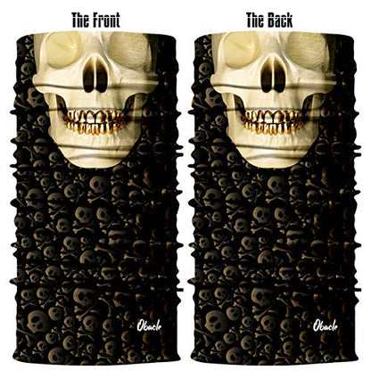 Obacle Neck Gaiter Face Mask Bandana for Dust Wind Sun Protection for Men Women - color: Skull Gold Teeth Mask
