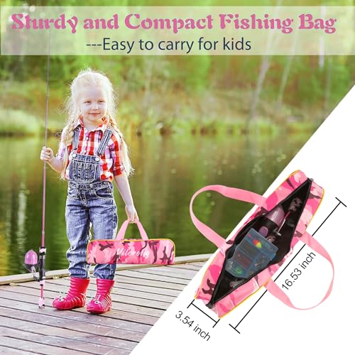 Milerong Kids Fishing Rod, Kids Fishing Pole Portable Telescopic Fishing Rod and Reel Combo Kit for Boys, Girls, Youth - with Spincast Fishing Reel, Fishing Tackles, Fishing Lures, Fishing Lines - color: Pink Fishing Rod Set 1.2m