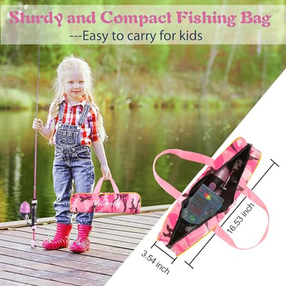 Milerong Kids Fishing Rod, Kids Fishing Pole Portable Telescopic Fishing Rod and Reel Combo Kit for Boys, Girls, Youth - with Spincast Fishing Reel, Fishing Tackles, Fishing Lures, Fishing Lines - color: Pink Fishing Rod Set 1.2m