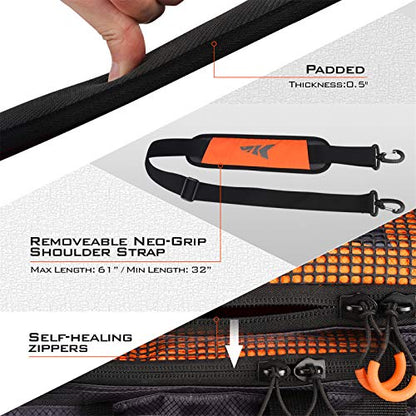 KastKing Fishing Gear & Tackle Bags - Saltwater Resistant Fishing Bags - Fishing Tackle Storage Bags - color: B1: Large-Lunker (Without Trays, 19.7"x13"x10.6")-Orange