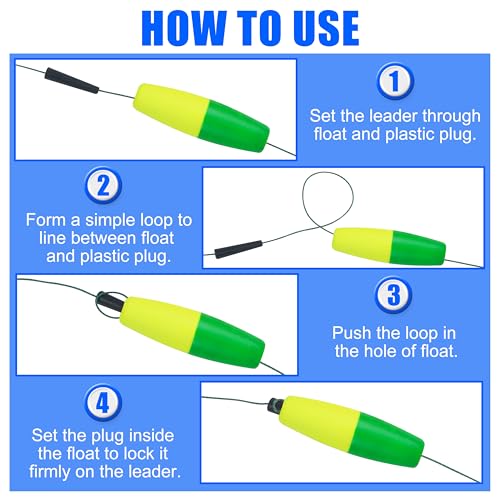 SILANON Peg Floats Fishing Bobbers,Foam Cigar Fishing Floats Bobbers Catfish Floats Slip Fishing Cork Bobbers with Pipe Plug for Catfish Santee Rig Freshwater Saltwater Fishing - size: 2.5 inch, style: Yellow-Green-30pcs