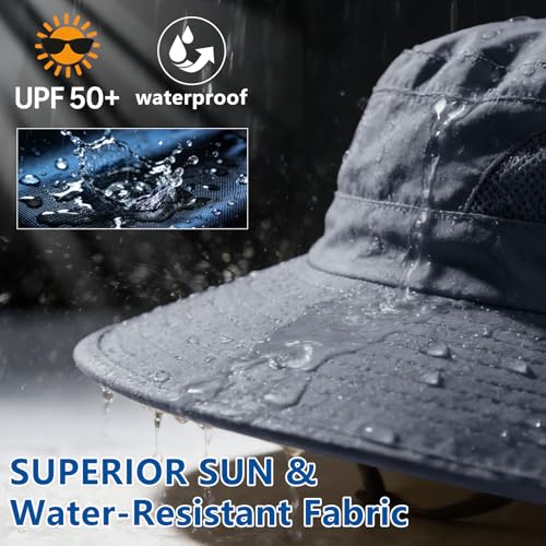 ZOORON Sun Hats for Men Women Fishing Hat with Neck Flap,UPF 50+ Sun Hat Waterproof Wide Brim Bucket Hats for Safari Hiking - color: 1-dark Grey-arm Sleeves
