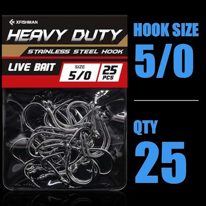 3X-Strong-Octopus-Hooks-Saltwater-Fishing-Circle-Hooks- Stainless Big Game Size 1-13/0 - size: 5/0 Pack of 25