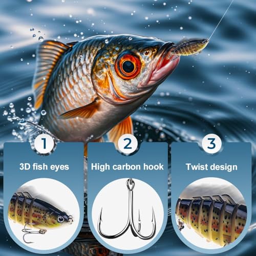 2026 Upgrade 3D Swimming Bait for Freshwater & Saltwater, Fishing Gear Attracts Fishing Lures Walleye Trout Bass, Fishing Lures for Beginners,Robotic Fishing Lure, Amateurs and Professionals - color: 5-pack-B