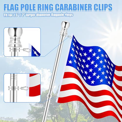 Replacement Carabiner Clip Hooks for Flag Pole Rings, 4 Pcs 304 Stainless Steel Flagpole Clips Hardware Spring Snap Hook for Flags with Grommets, Keychain, Backpack, Camping, Hiking, Fishing - M5| 2"