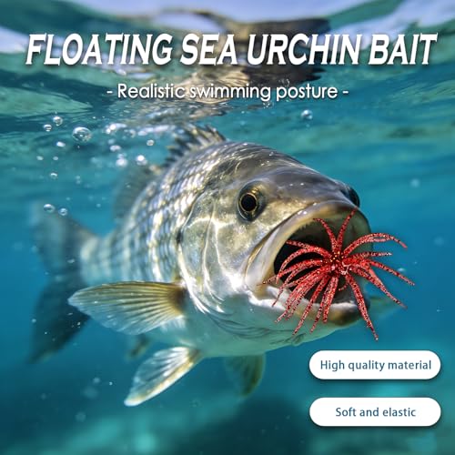 4Pcs Dice Bait, Floating TPR Swimbait with Reflective Stars,Tentacle Creature Lure, Sea Urchin Style Soft Plastic Baits, for Bass Fishing Drop Shot, Wacky Rig/Neko Rig and Finesse, Slow Sinking - color: Dark Green(L), size: 11cm/4.33inch
