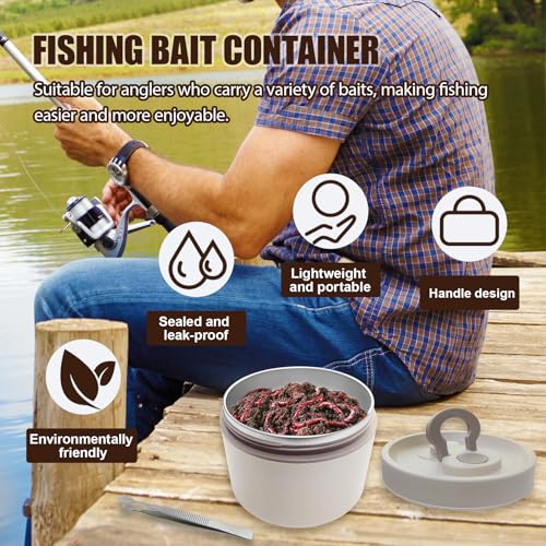Aventik Fishing Bait Container Organizer with Handle Insulated Breathable Live Bait Box Stainless Steel Worm Storage Tank for Nightcrawlers Keeps Bait Fresh and Alive (circle 650+wacky rings) - style: circle 650+wacky rings