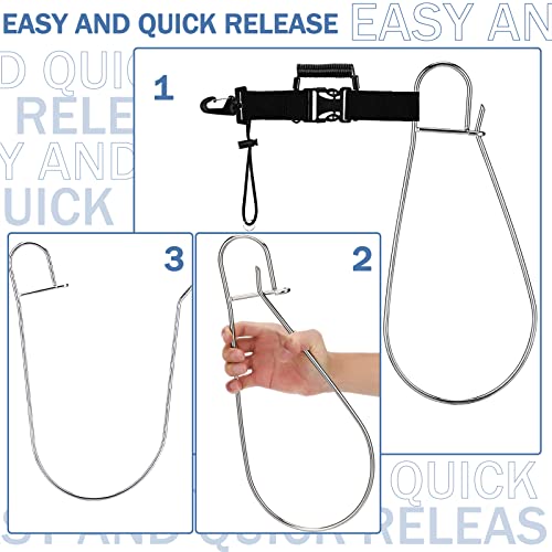 Sotiff 4 Pieces Fishing Stringer Clips, Heavy Duty Fish Stringer Holder Stainless Steel Snap Hook Lanyard Quick Release Fish Lock for Spearfishing Kayak Fishing Diving Bass - color: Black