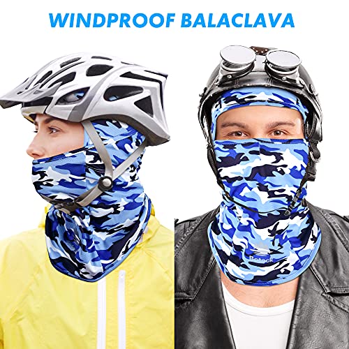 Balaclava Ski Mask, Sun UV Protection Breathable Full Head Face Mask for Men Women Skiing Cycling - color: Camo Blue