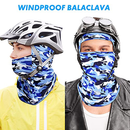 Balaclava Ski Mask, Sun UV Protection Breathable Full Head Face Mask for Men Women Skiing Cycling - color: Camo Blue