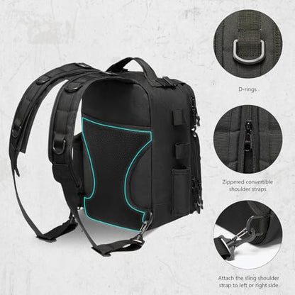 BASSDASH Convertible Fishing Backpack Sling Bag with Rod Holder, Adjustable Tactical Water-Resistant Tackle Storage Pack FP07 - color: Black, size: Large