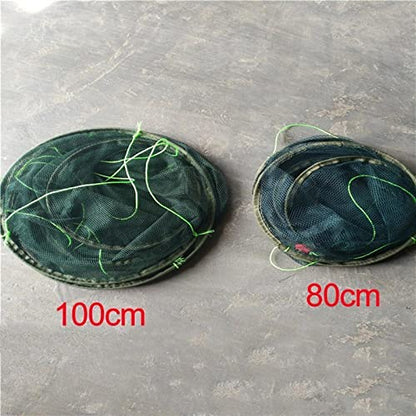 Fishing Accessories - 80/100cm Folding Fishing Net Hanging Wire Mesh Steel Wire Mesh Fish Cage Bait Crab Shrimp Pier Pond Shrimp Trap Minnow Mesh Net