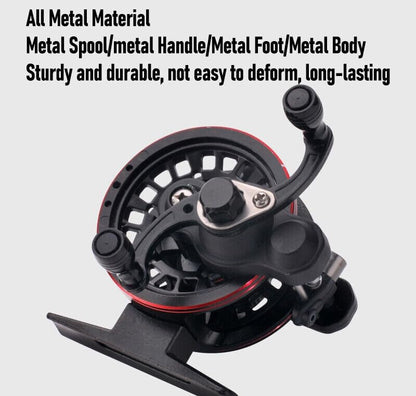 Metal Ice Fishing Reel High Speed 3.0:1, 3+1BB Inline Ice Fishing Reels