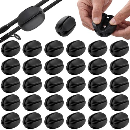 30 Pieces Silicone Fishing Rod Holder Straps Portable Fishing Rod Fixed Ball Rubber 5 Hole Lightweight Tackle Ball for Fish Enthusiasts Portable Fixed Straps Rubber - color: Black