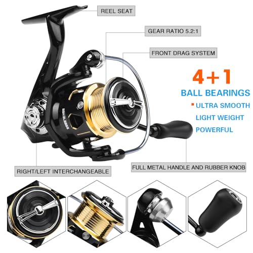 Fishing Rod and Reel Combo - Carbon Fiber Telescopic Fishing Pole with 2000 Spinning Reel Combos - Sea Saltwater Freshwater Ice Bass Fishing Tackle Set Fishing Rods Kit Fishing Poles and Reels Combo - color: Full Kit with Carrier Case, size: 5.9 ft