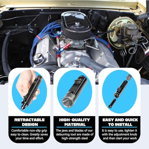 Camoo Brake Line Deburring Tool, Internal/External Tubing Deburring Tool, Rimming & Deburring Tool for 3/16" to 1/2" Tubing, Fit for Brake, Fuel, Transmission and Coolant Lines.