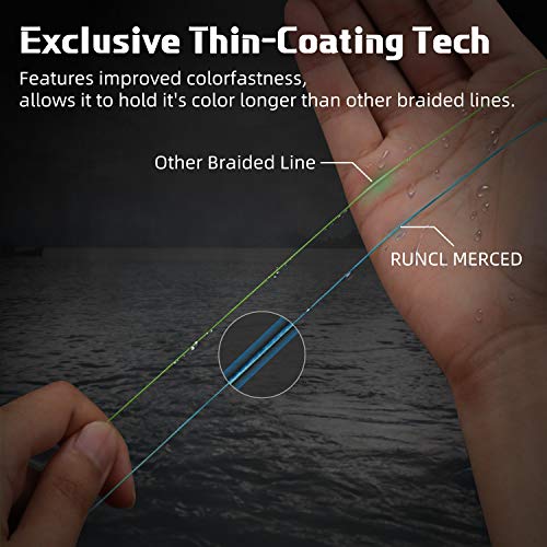 RUNCL Braided Fishing Line Merced, 1000 500 300 Yards Braided Line 4 8 Strands, 6-200LB - Proprietary Weaving Tech, Thin-Coating Tech, Stronger Smoother for Freshwater Saltwater - color: Blue, size: 6lb/300yards (4 Strands)