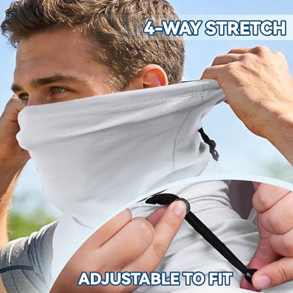 UPF 50+ Breathable Neck Gaiter, Adjustable Quick Dry Neck Gaiters for Men & Women Sun Protection Face Mask for Fishing - color: Black+white