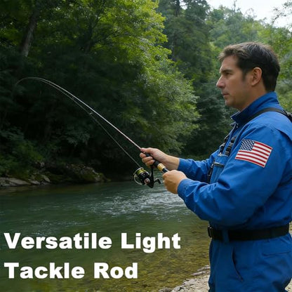 Ultralight Fishing Rod 6’0” UL, 2-Piece Spinning & Casting Rod, Carbon Graphite Lightweight Blank, Sensitive Fast Action Trout Rod, Black Fishing Pole with Red Triangle EVA Handle - color: Black-CAST-6'0"