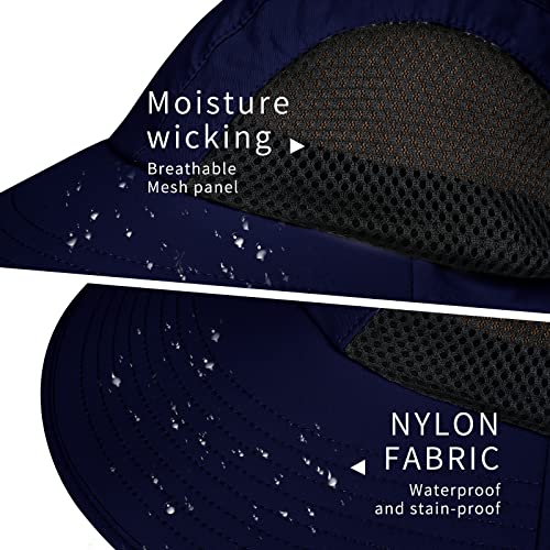 Sun Hat for Men Women with Neck Flap,UPF 50+ UV Protective Hiking Fishing Hats,Wide Brim Sun Hat for Women&Men - color: 1pack-navy