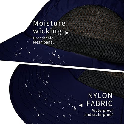 Sun Hat for Men Women with Neck Flap,UPF 50+ UV Protective Hiking Fishing Hats,Wide Brim Sun Hat for Women&Men - color: 1pack-navysleeves